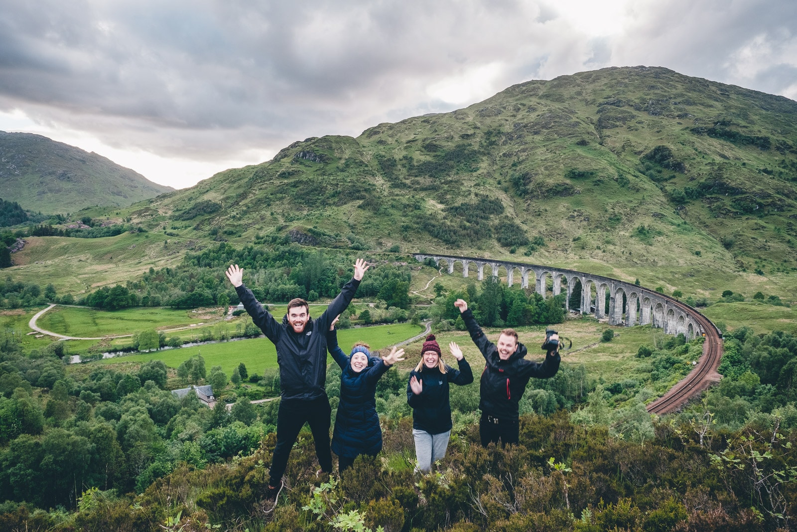 Scotland Fort William Four of us at Glenfinnan Viaduct