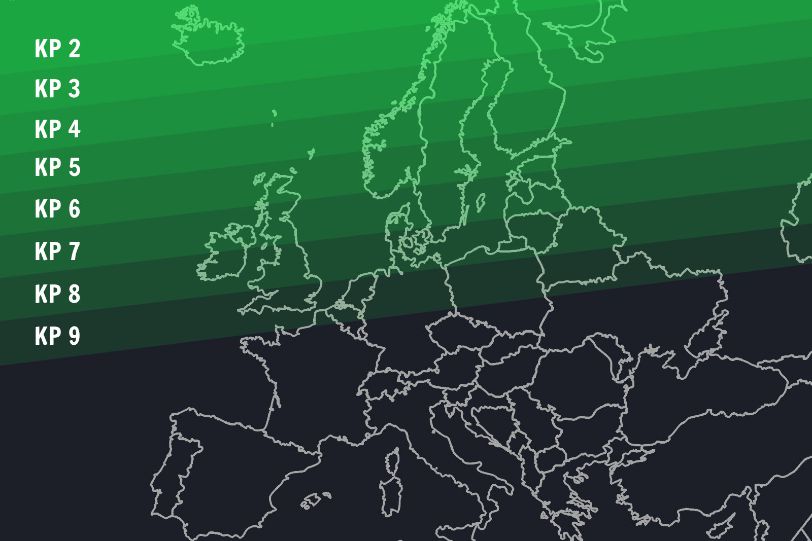 Iceland Northern Lights KP Index Map